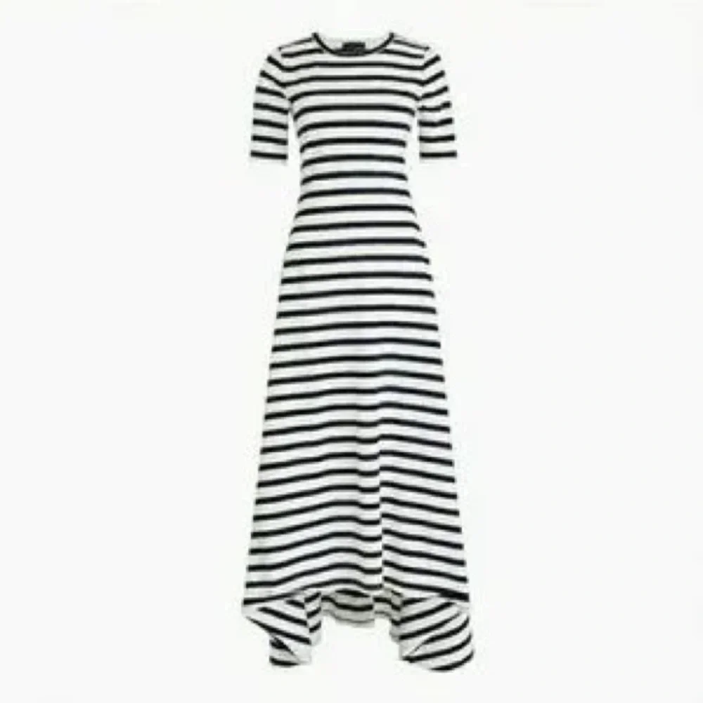 J.Crew Sunset Striped Knit High Low Maxi Dress Ivory Navy XS - Picture 3 of 12
